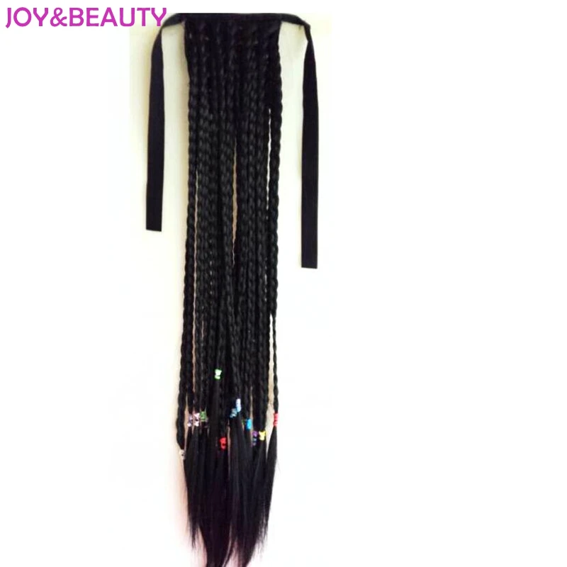 

JOY&BEAUTY Synthetic Hair Long Straight Braids Ponytail High Temperature Fiber Clip in PonyTail Hair Extension Women Ponytails