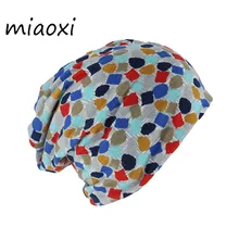 Miaoxi Высокое качество Модные женские туфли шапочки Skullies в горошек хлопок шляпа шапки для женщин двойного назначения девушка Бонне Удобный шарф