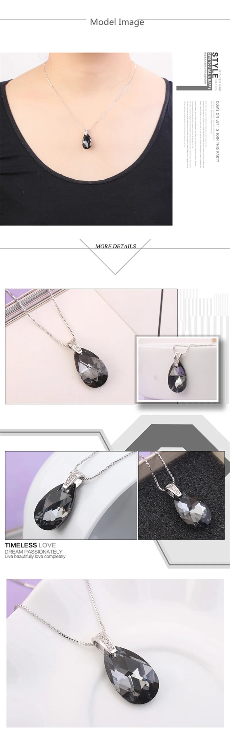 black diamond teardrop Austria Crystal pendant03