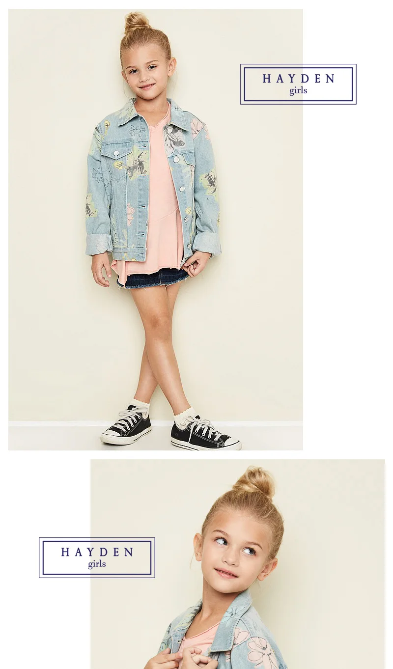 Girls Floral Print Jeans Jacket G2109-13