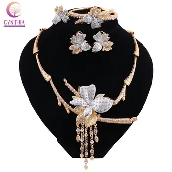 

CYNTHIA Dubai Gold-color Luxury Jewelry Sets Brand Nigerian Women Accessories Wedding Jewelry Set Fashion Statement Jewelry Set