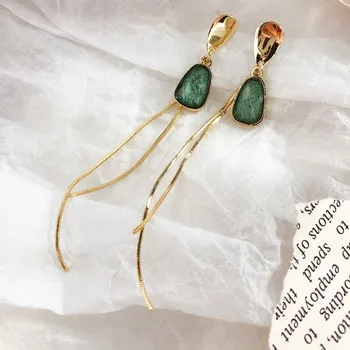 

2019 New Arrival Crystal Vintage Women Dangle Earrings Pendant Sheet Long Tassel Earrings Korean Jewelry Korean For Female