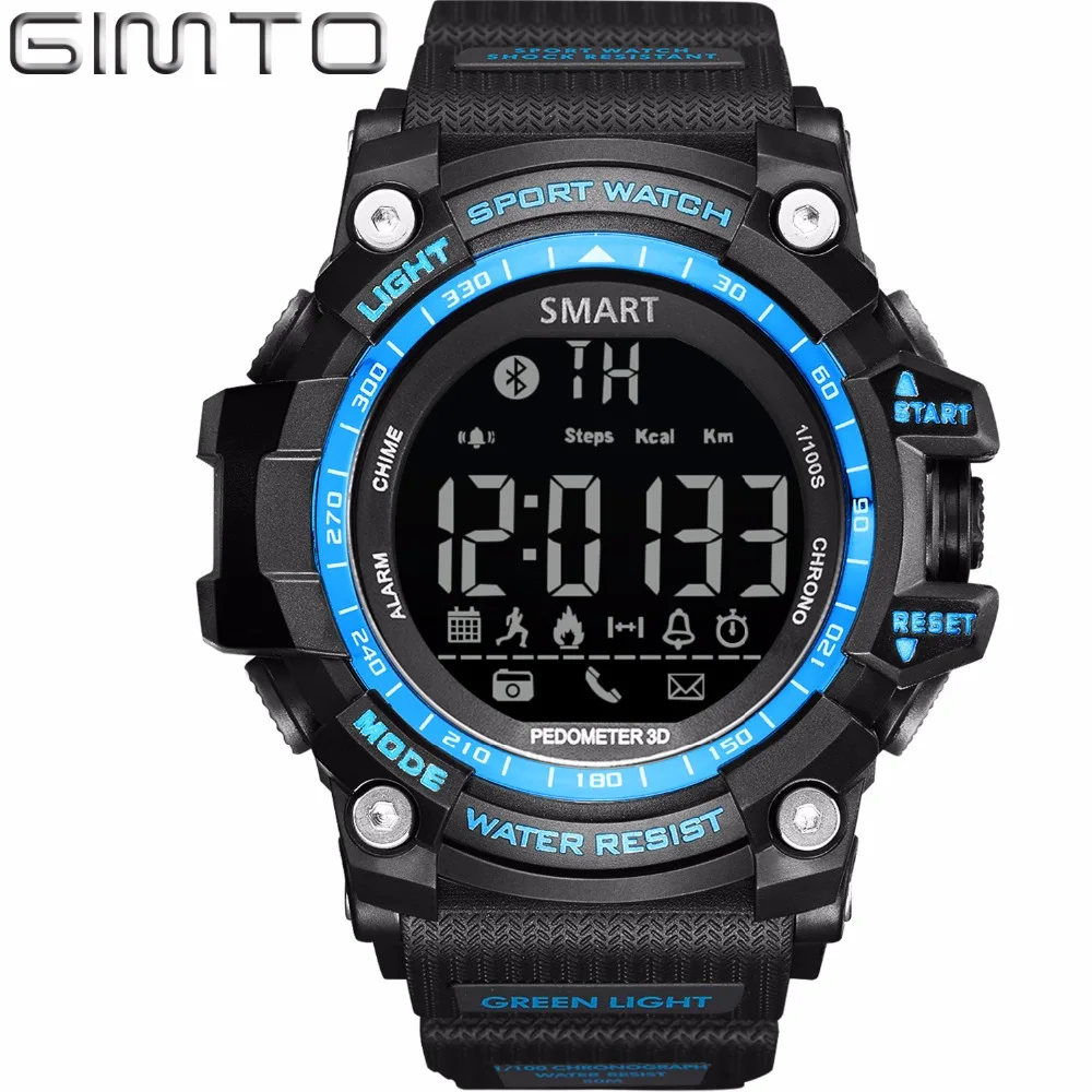 2018 GIMTO Digital Smart Watch Men Waterproof LED Diving Sport Watch 