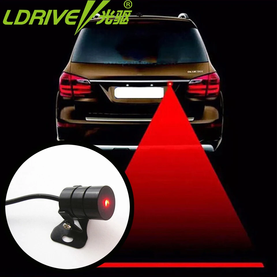 

LDRIVE Tail Light Car laser fog light Auto rear LED warning Light Brake Parking Light safety Anti Collision Car Styling 8-36V