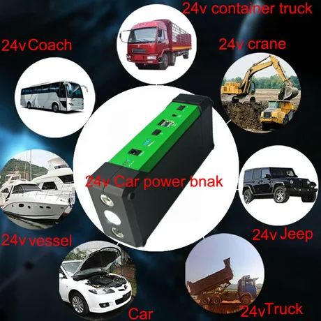 Updated 24000mah 1000A Peak Jump Starter LED Flashlight Power Bank Auto Battery Supply Phone Power