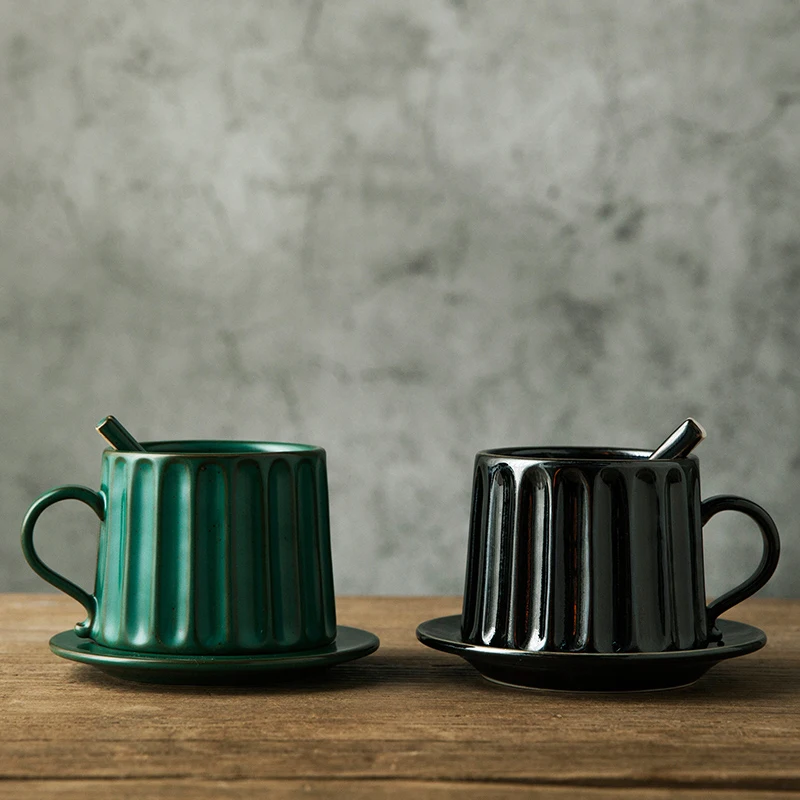 European Roman Column Ceramics Coffee Cup and Saucer Jingdezhen Handmade retro coffee cup Set with coarse clay art cup Tea Cup European Roman Column Ceramics Coffee Cup and Saucer Jingdezhen Handmade retro coffee cup Set with coarse clay art cup Tea Cup