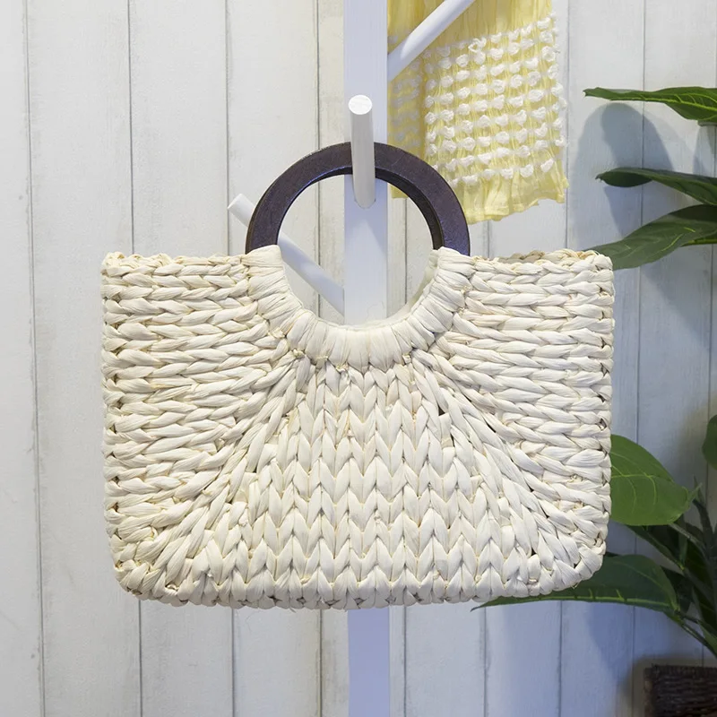 Women Vintage Rattan Handbag Female Bohemian Summer Beach Straw Bags Lady Simple Weave Bag Handmade Casual Large Tote SS0398 (6)