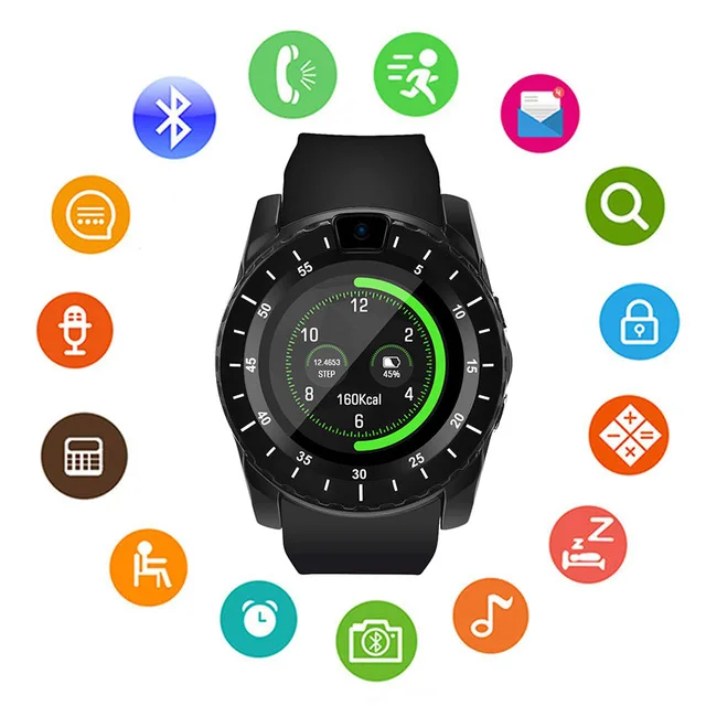 

GEJIAN V8S Bluetooth Smart Watch Pedometer Sports Support TF Card SIM Camera Remote Music Smart Watch for Android IOS Phone