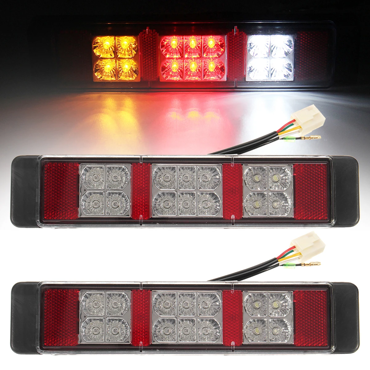 

14LED Rear Tail Light 12V Waterproof Stop Brake Turn Reserve Light lamp License Plate Light Universal For Trucks Trailers
