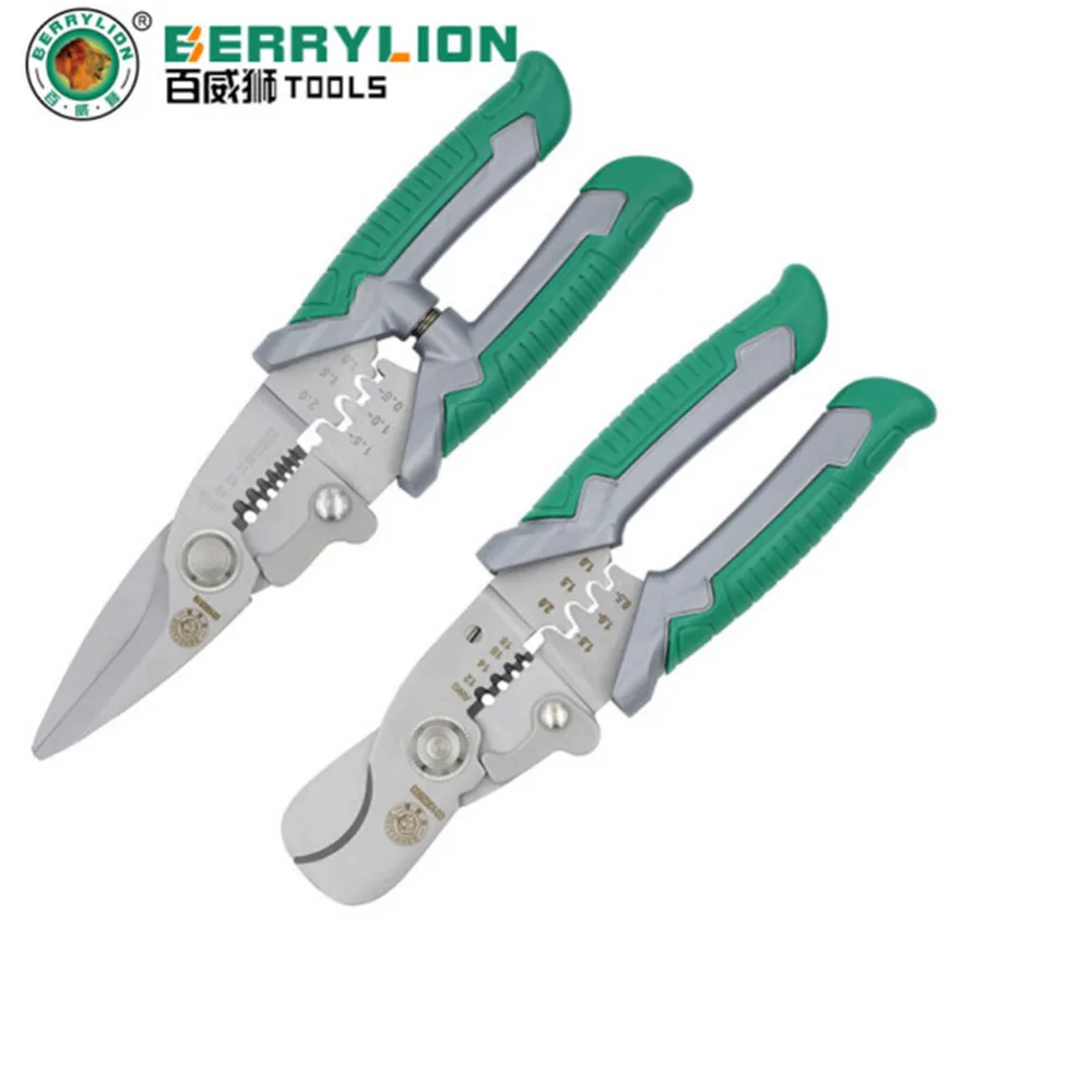 

BERRYLION 3 in 1 Crimping Plier 7"/8" Electrician Wire Stripper Scissors for Cutting Cable Iron shear Crimping Tools Hand Tools