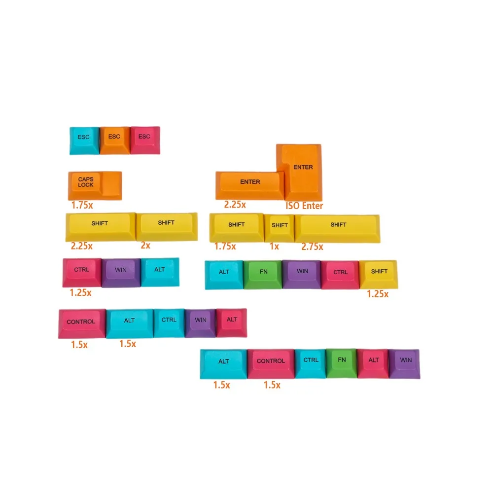 DSA профиль PBT CMYK RGB белый модификаторы 30 клавиш краситель Sub пустые колпачки для Cherry MX механическая клавиатура