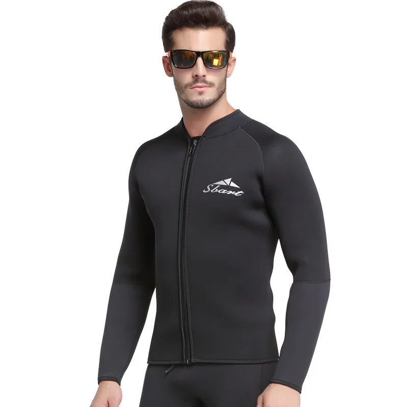 

SBART 3MM Winter Swim Warm Surf Upstream size xxxL Wetsuit Jacket Men Long Sleeve Neoprene Front Zipper Surf