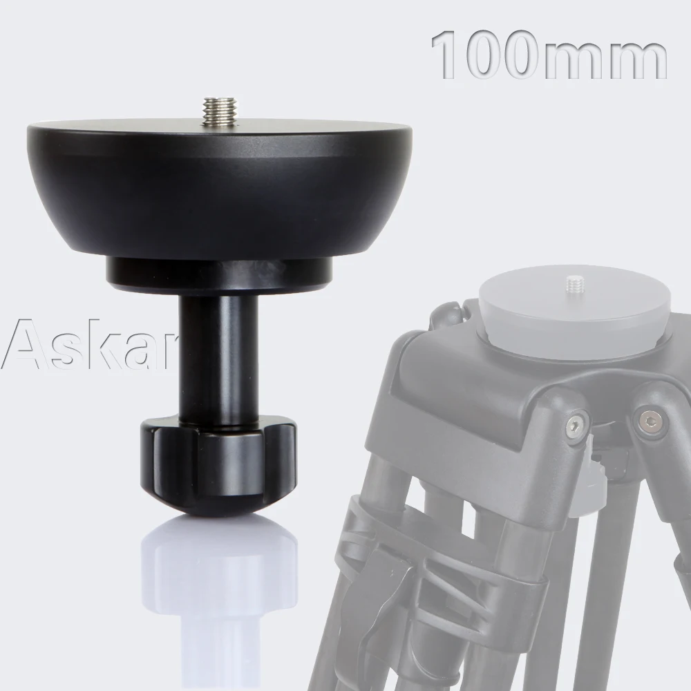 

3/8'' CNC Half Ball Flat Base to 100mm Bowl Tripod Adapter Converter for Manfrotto Weifeng Tripod Fluid Head DSLR Rig Camera