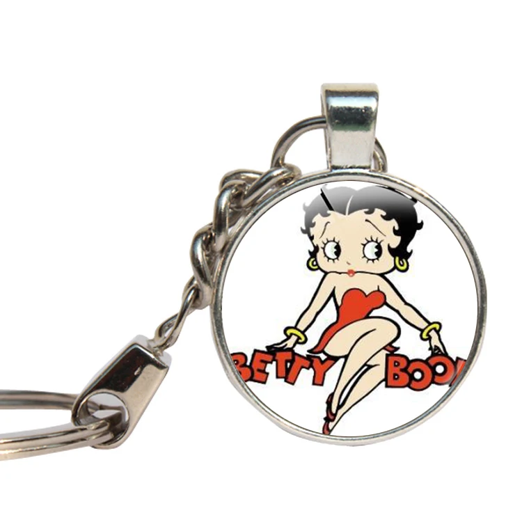 Betty Boop брелки прекрасные Обувь для девочек 80-х Винтаж Sexy Lady Брелоки для автомобиля Стекло Купола Брелок кабошон ключ ювелирные изделия ghildren день подарок - Цвет: As shown