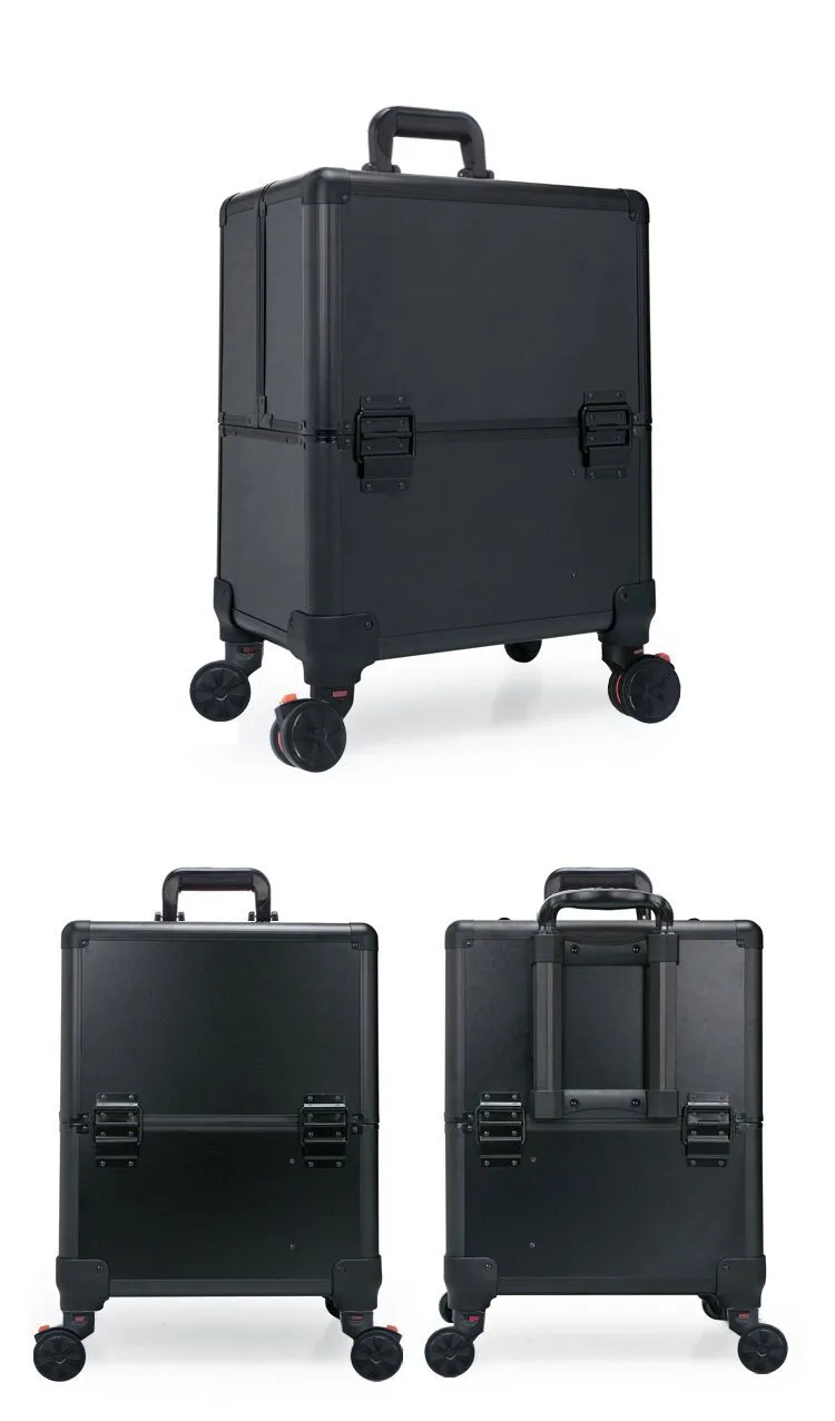 Алюминиевая рама+ ABS Косметический Чехол, коробка для инструментов для макияжа с колесами, косметический чемодан на колесиках, большая ВМЕСТИТЕЛЬНОСТЬ