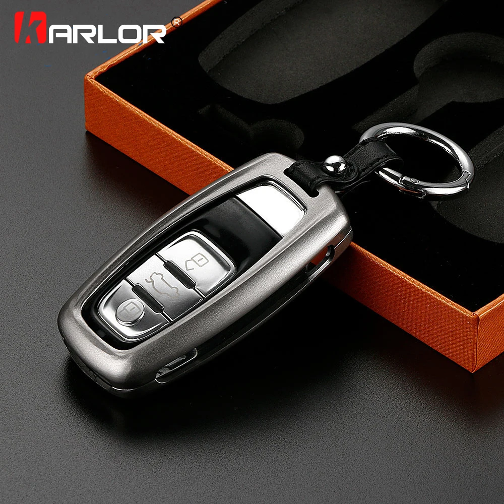 

Aluminum Remote Car Key Cover Case Car Keychain Key Holder Key Fob Case Shell For Audi A4 B6 B8 B7 A6 C5 C6 Q5 Auto Accessories