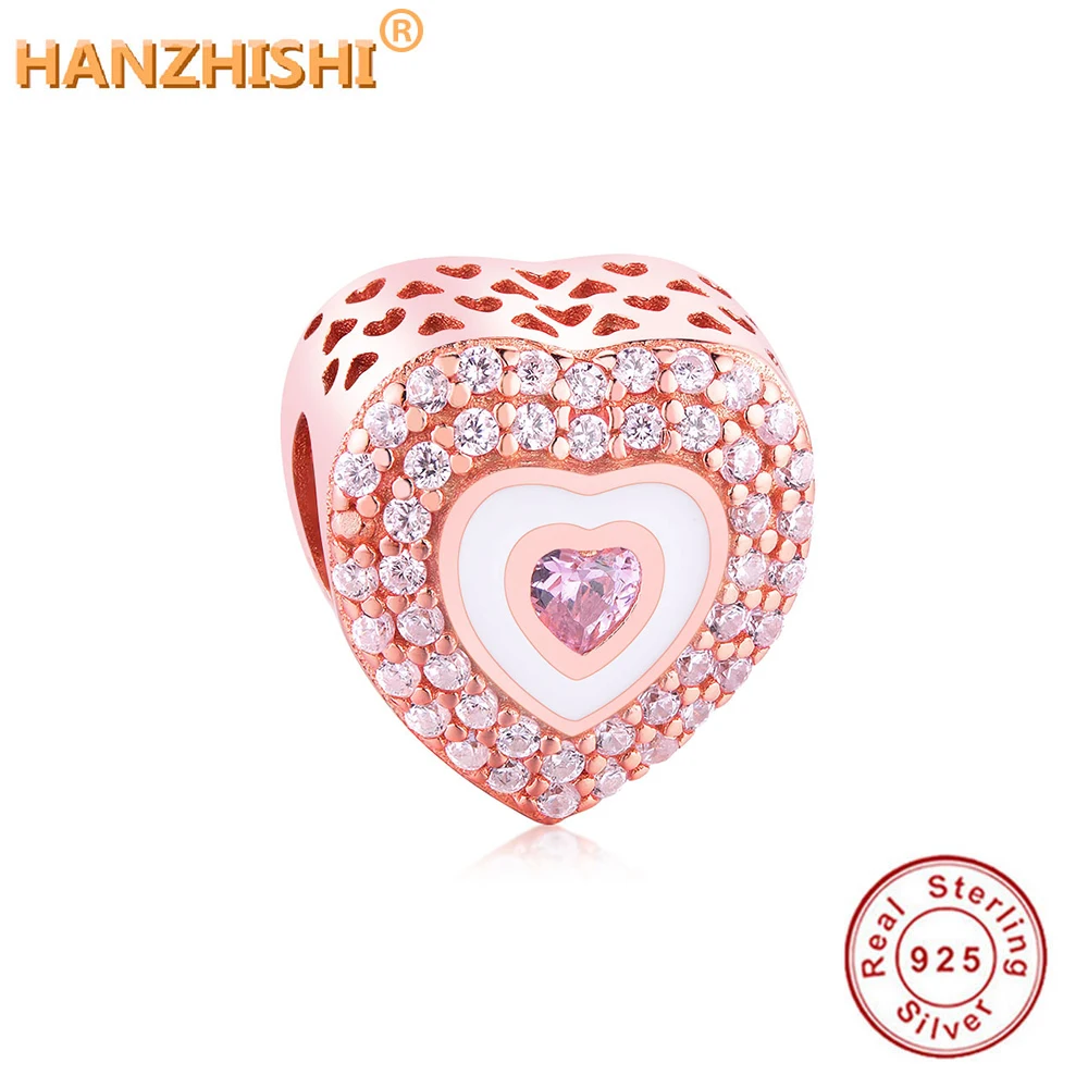 

Fit Original Pandora Charm Bracelets DIY Jewelry Making 2019 New Summer Authentic 925 Sterling Silver Enamel Heart Charm Beads