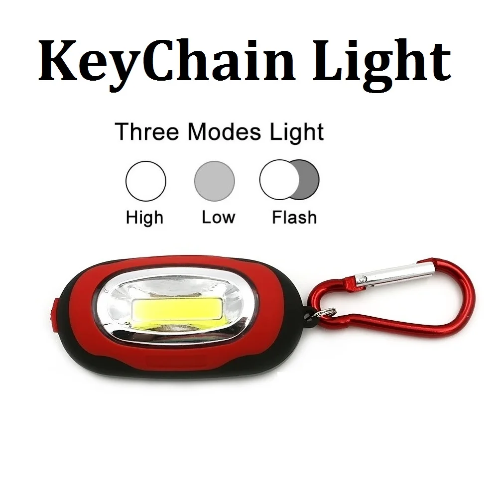 

Portable Mini Keychain Pocket Torch 3 Modes COB LED Light Flashlight Lamp Multicolor Mini-Torch With Button Battery