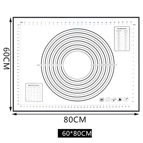Универсальный выпечки коврики весы дизайн еда класс силиконовый противень для выпечки Pad трафарет для помадки высокое температура сопротивление место блюдо - Цвет: 80x60cm