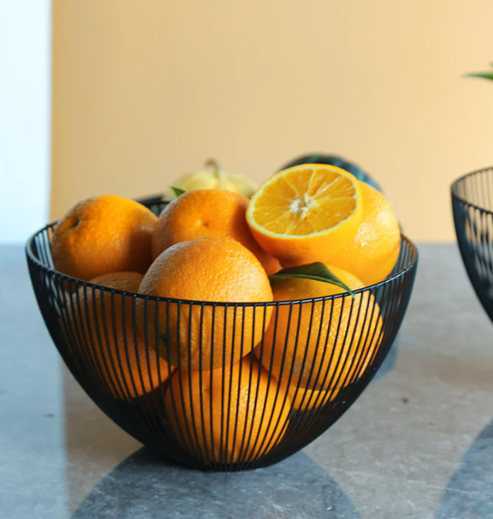 Wrought Iron Fruit Basket Creative Simple Hollow Metal Baskets Restaurant Living Room Home Storage Basket For Home Storage