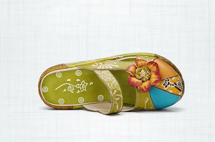 GKTINOO Flower Slippers Genuine Leather Shoes Handmade Slides Flip Flop On The Platform Clogs For Women Woman Slippers Plus Size