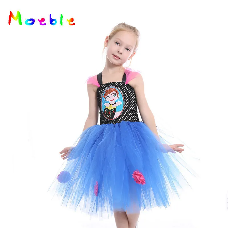 

Princess Girls Anna Tutu Dress Hot Cartoon Girl Summer Dress Children Dance Clothing Cosplay Baby Kids Party Dresses Carnival
