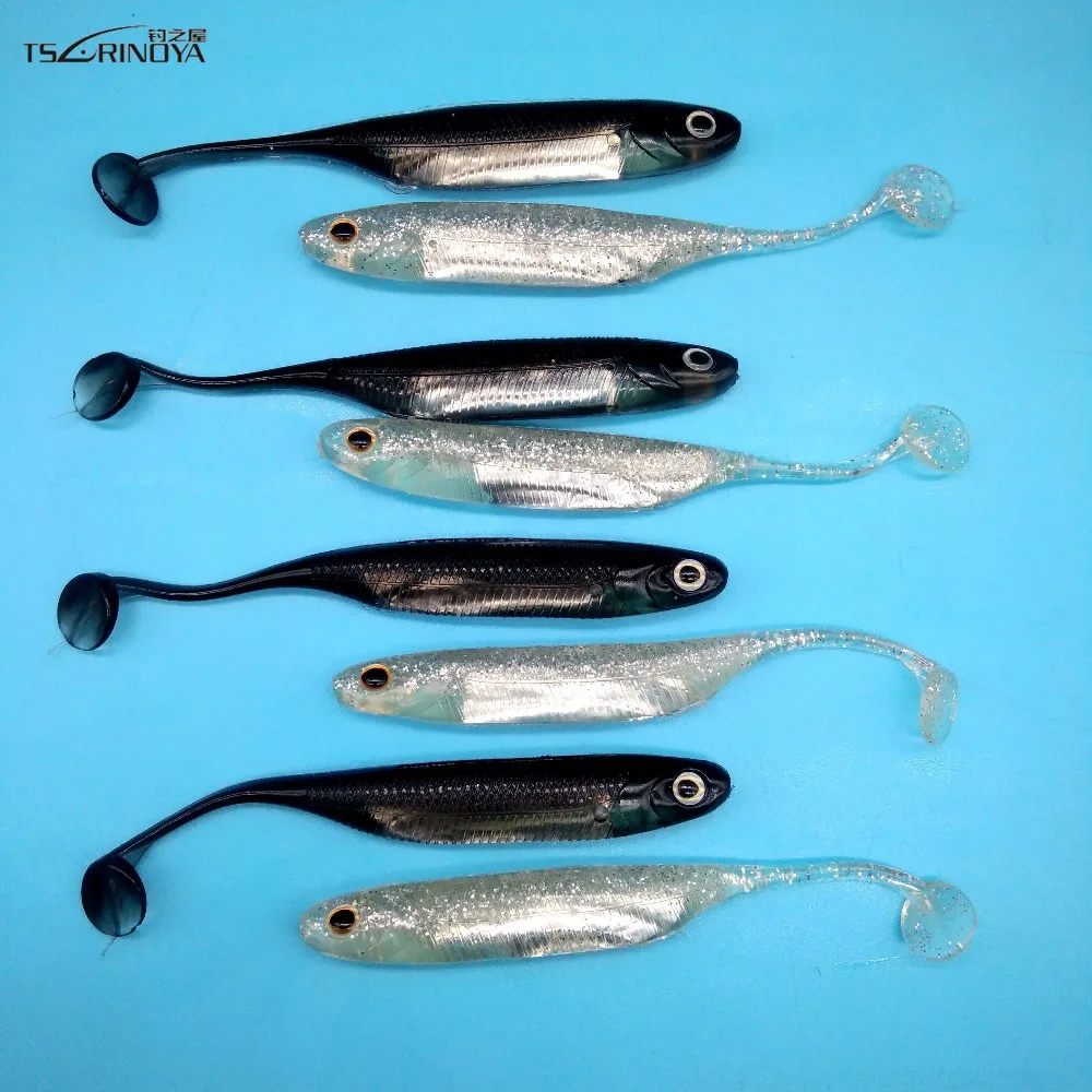 

TSURINOYA 8PCS T Tail Soft Fishing Lure 6g/10cm 2colors Soft Bait Fishing Lure Carp Fishing Tackle Saltwater/Fresh water