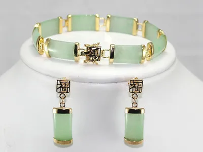 

hot! noble natural jades link bracelet ( 7.5 ") + earrings
