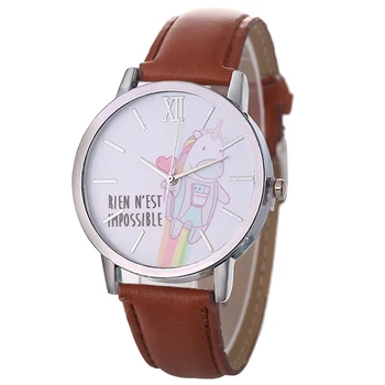 

Lovely Unicorn Watch Women Cute Cartoon Leather Strap Simple Casual Ladies Gift Quartz Wrist Watch Sweet Hours Reloj Mujer saati