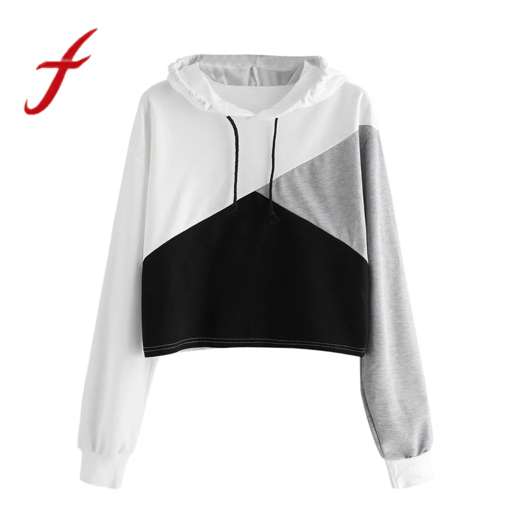 Feitong Autumn Women Sweatshirts Causal Patchwork Long