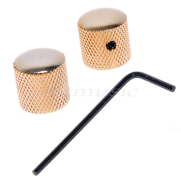 2pcs High Quality Bronze Dome Guitar Knob Screw Style Solid Shaft Gold