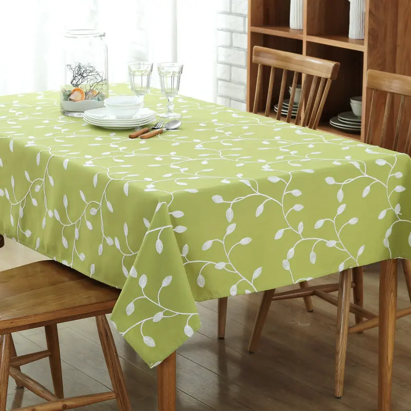

Home Textile Square Embroidery Cotton Table Cloth Dustproof Tablecloth Rectangular Dinning Table Cover