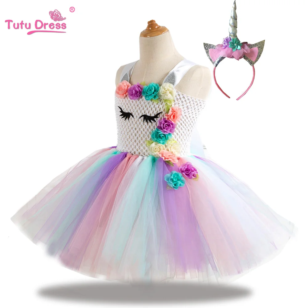US Baby Girl Kid Rabbit Top Rainbow Skirt Fancy Tutu Dress Cosplay Costume Dress