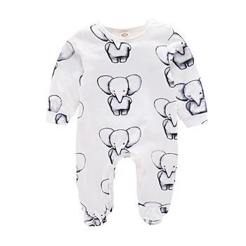 

2019 Cute Newborn Baby Boy Girl Cartoon Clothes Babies Little Elephant Romper Jumpsuit Kids Outfits Cotton Clothing