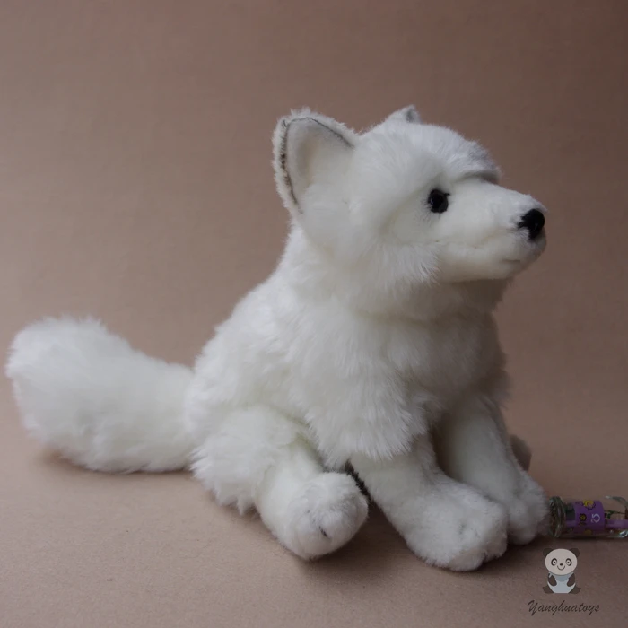 High Quality Plush Stuffed Doll Toy White Fox Wildlife Silver Foxes