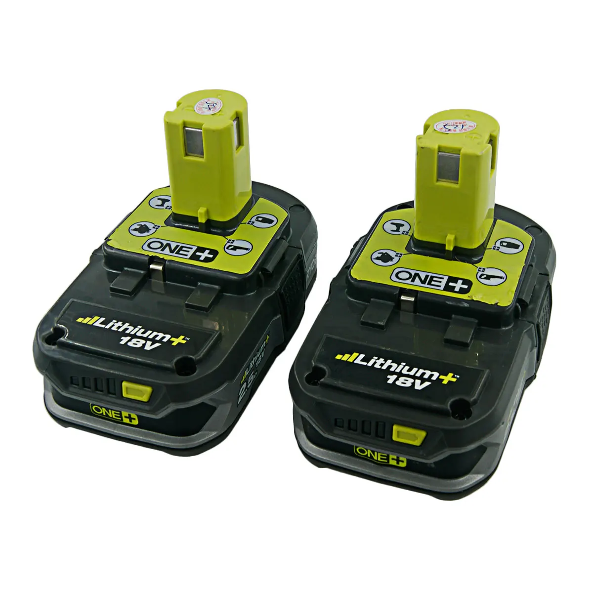 2X Used Original Ryobi 18 Volt 2500mAh RB18L25 One Plus Lithium Ion