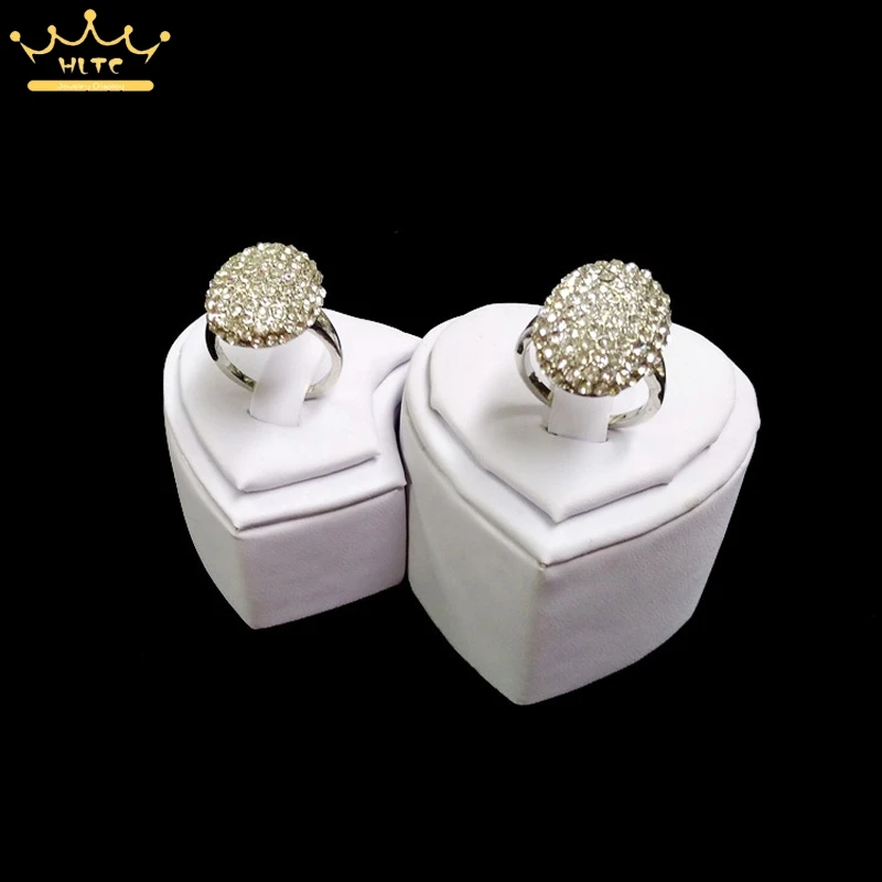 Lover's Ring Stands 2pcs/lot White Leather Rings Jewelry Display Holder Organizer Show Case Rack 4.5*10cm | Украшения и