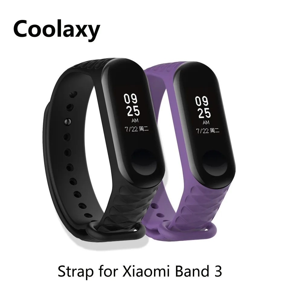 Coolaxy браслет для Xiaomi mi Band 3 ремешок для спортивных часов Силиконовый браслет для Xiaomi mi Band 3 аксессуары браслет mi band 3 ремешок - Цвет: Black Purple