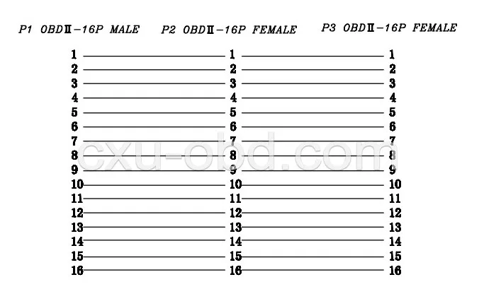 OBD2 Pass-through J1962m/f, чтобы J1962f плоский кабель 30 см/70 см