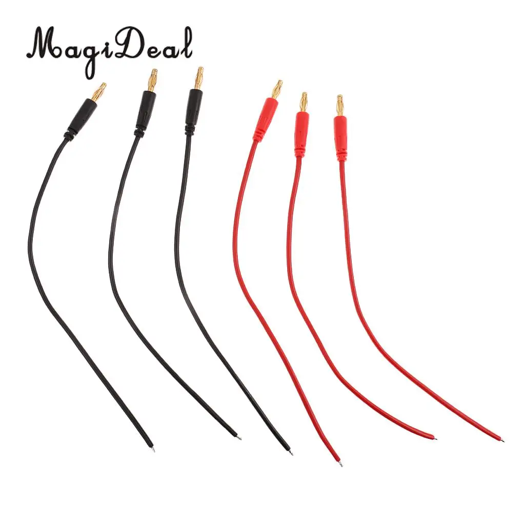 MagiDeal 6Pcs Banana 4mm Bullet Charger Connectors Plus 16AWG Silicone Wire for RC Cars Boats Planes Replacement 240mm