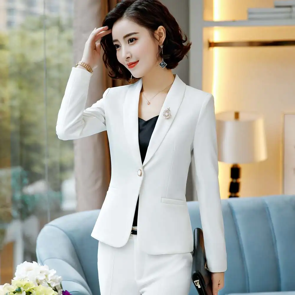 Новые осенние и зимние профессиональные куртки и брюки офисные женские деловые брюки костюм женские брюки костюм белый