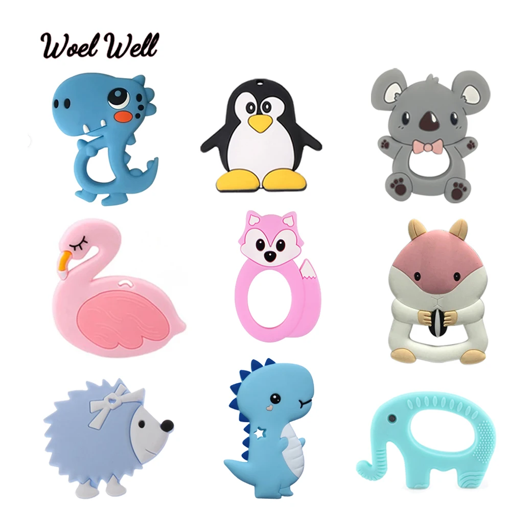 Woel Well 1 шт. Прорезыватели для зубов мультфильм белка кролик динозавр силиконовая