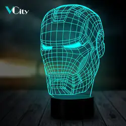 GAOPIN Мода Железный человек в форме головы спальня ночник подарки светодиодный LED многоцветный дистанционного Touch 3D декоративная лампа для
