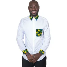 Модные мужские рубашки в африканском стиле Африканский праздничный узор рубашки с длинными рукавами Мужская модная белая хлопковая одежда с принтом в стиле пэчворк для мужчин