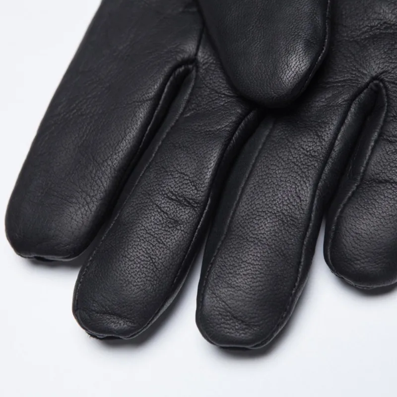 Роскошные натуральная коровья кожа кожаные перчатки мужские женские из натурального овечьего меха теплые перчатки для вождения зимние перчатки бойфренда из Италии перчатки