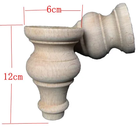 4 шт./лот 12X6 см европейская мебель ноги твердые деревянные ножки Резные Ванная комната шкаф стол ножки