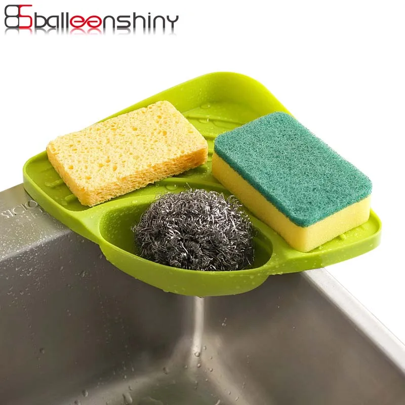 

BalleenShiny Kitchen Sink Corner Storage Rack Sponge Holder Kitchen Organizer Shelf Triangle Drainboard Bathroom Kitchen Tools