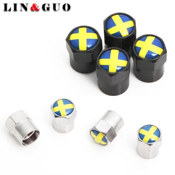 

Auto Wheel Tire Valves Tyre Stem Air Caps Sweden national flag Emblem Case For Citroen Peugeot Car-Styling Car Accessories 4pcs