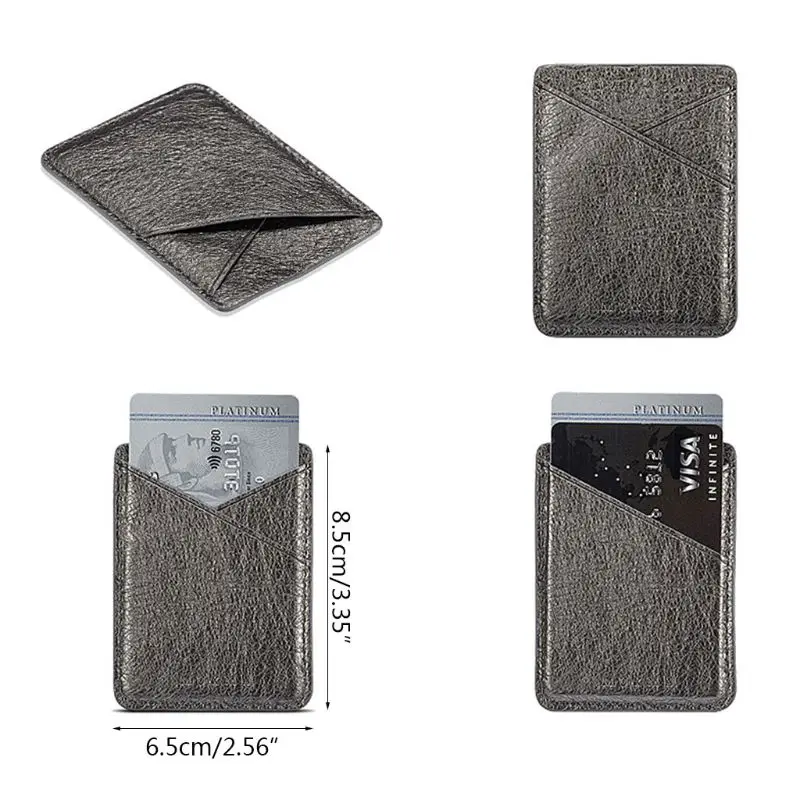 Hot New Women Men Ultra Slim Leather Mobile Phone ID Card Holder Wallet Credit Pocket Adhesive Sticker New 5 Colors