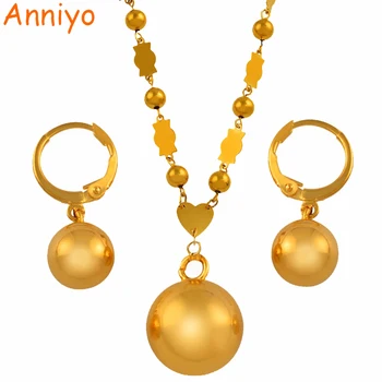 

Anniyo Micronesia Jewelry sets Beads Ball Pendant Necklace Earrings Women Round Bead Chain Marshall Jewellery PNI Gifts #139506